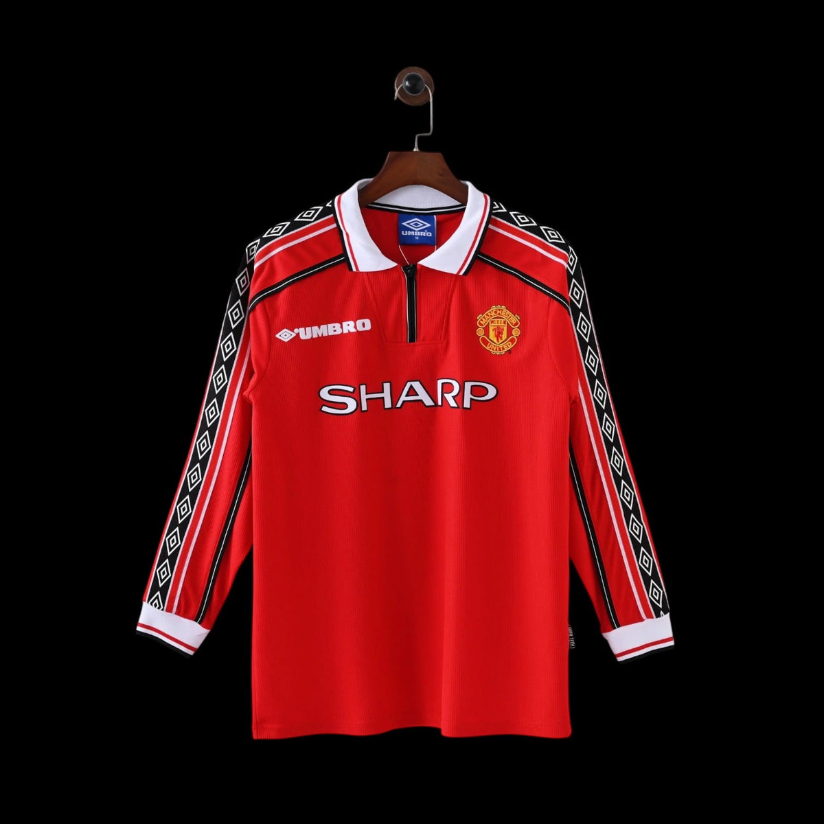 Maillot manches longues Manchester United 1998 version fan — vue face
