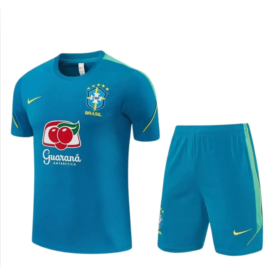 Kit Entraînement Brésil Coupe Du Monde 2026 Manches Courtes Bleu Ciel