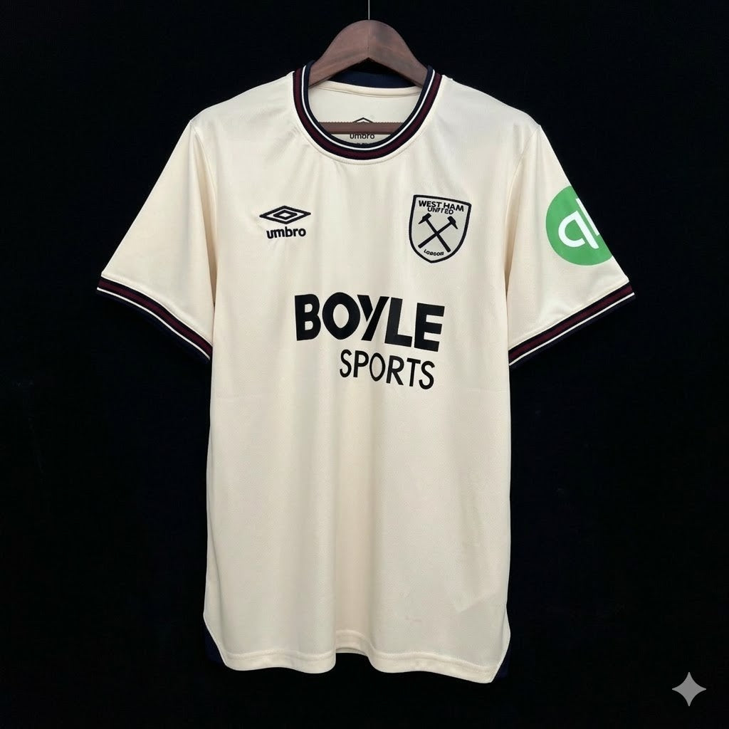 Maillot West Ham 25/26 version fan — vue face