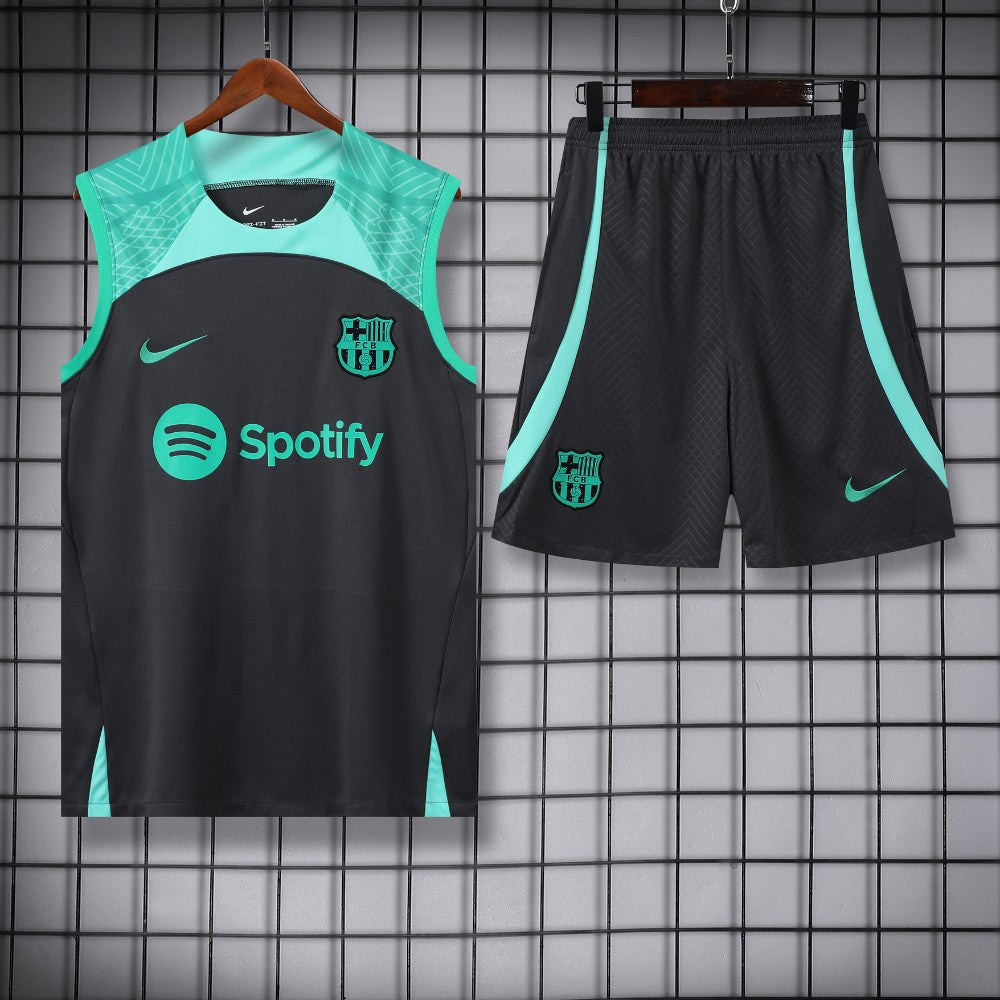 Ensemble Débardeur FC Barcelone Noir & Vert 23/24