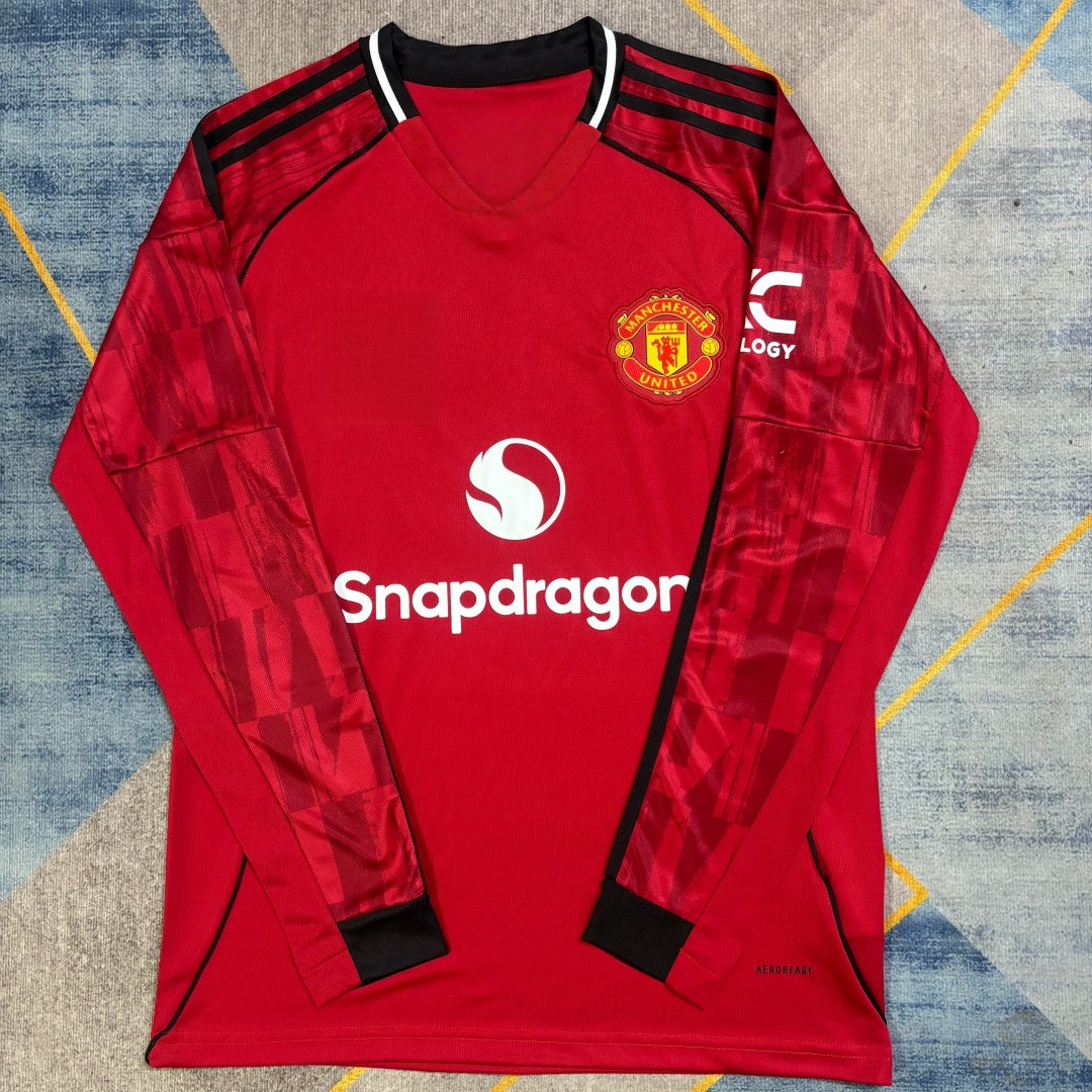 Maillot manches longues Manchester United 25/26 version fan — vue face
