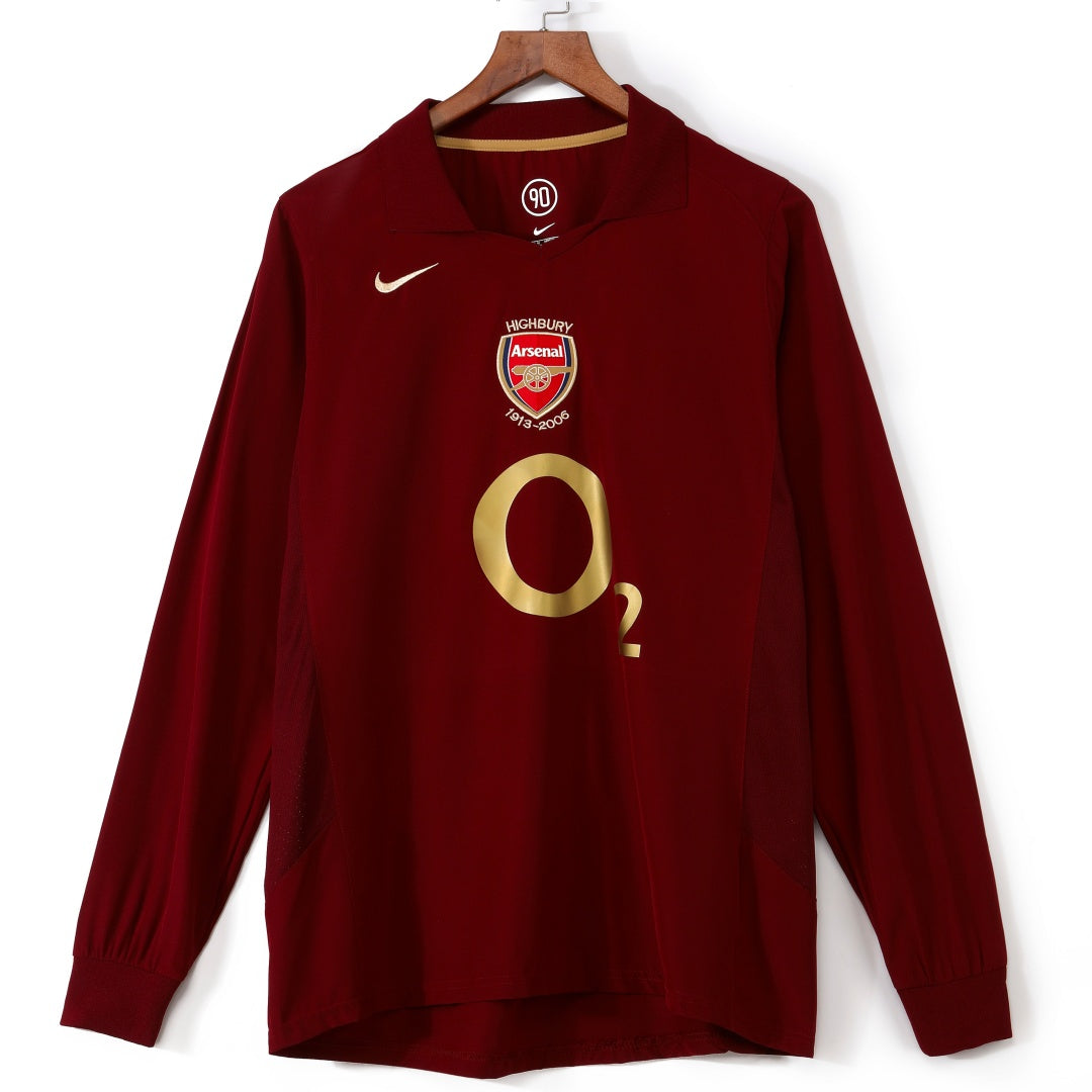 Maillot manches longues Arsenal 05/06 version fan — vue face
