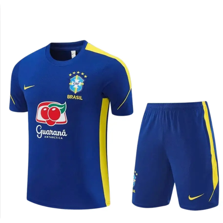 Kit Entraînement Brésil Coupe Du Monde 2026 Manches Courtes Bleu Cobalt