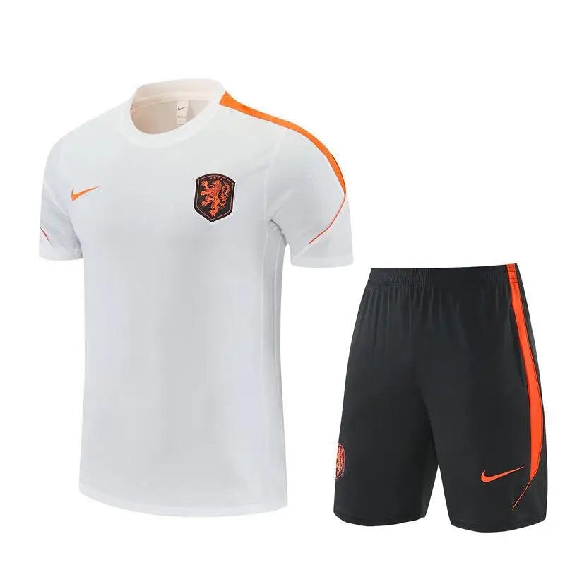 Kit Entraînement Pays Bas Blanc 2025/2026 Manches Courtes